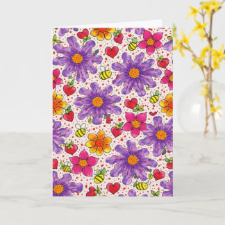 Levendige Wilde Bloemen Bloei  Kaart
