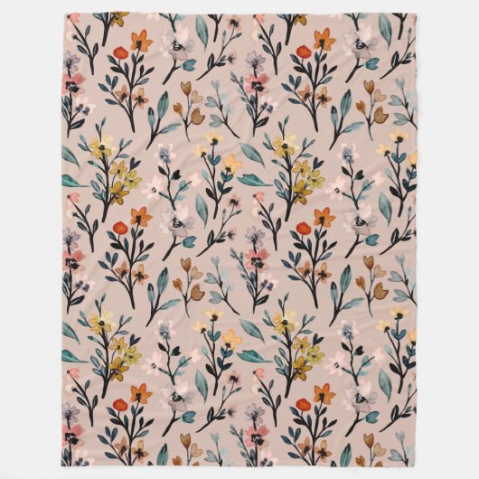 Levendige wilde bloemen Elegant waterverf roze mod Fleece Deken (Voorkant)