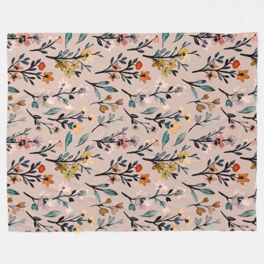 Levendige wilde bloemen Elegant waterverf roze mod Fleece Deken (Voorkant (Horizontaal))