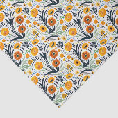 Levendige wilde bloemen en bladeren op witte achte tissuepapier (Detail)