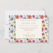 Levendige wilde bloemen naadloos patroon bruiloft bedankkaart (Voorkant)