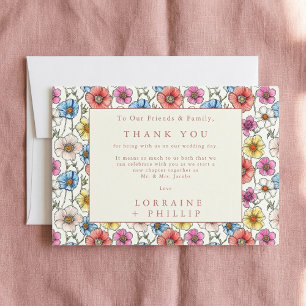Levendige wilde bloemen naadloos patroon bruiloft bedankkaart