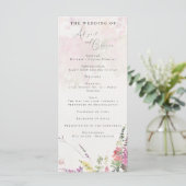 Levendige Wilde Bloemen Roze Paars Geel Programmakaart (Staand voorkant)