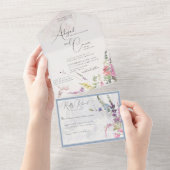 Levendige wilde bloemen Roze Violet Yellow in één All In One Uitnodiging (Afscheurbaar)