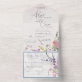 Levendige wilde bloemen Roze Violet Yellow in één All In One Uitnodiging (Binnen)