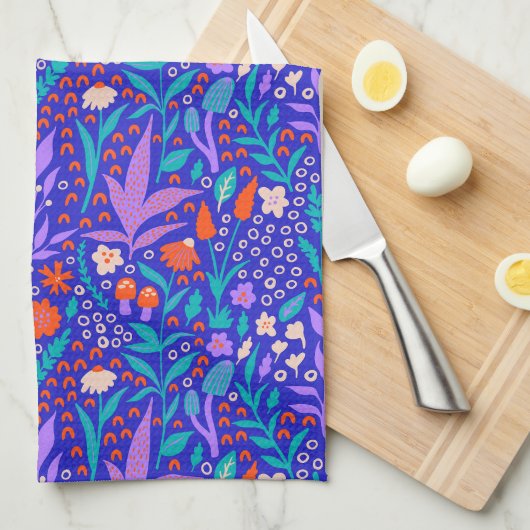 Levendige wilde bloemen theedoek (Quarter Fold)