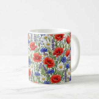 Levendige wilde bloemen weide mok wrap
