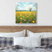 Levendige Wilde Bloemenweide Olie Schilderstijl Fl Canvas Afdruk (Insitu (Slaapkamer))