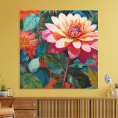 Levendige Wilde Tuin Bloemen met Vette Roze Gerber Canvas Afdruk (Insitu (Woonkamer))