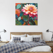 Levendige Wilde Tuin Bloemen met Vette Roze Gerber Canvas Afdruk (Insitu (Slaapkamer))