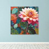 Levendige Wilde Tuin Bloemen met Vette Roze Gerber Canvas Afdruk (Insitu (Houten vloer))