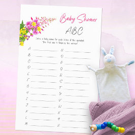 Levendige Wildflower Baby shower ABC spel
