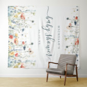 Levendige Wildflower Baby shower achtergrond Wandkleed (In Situ (horizontaal))