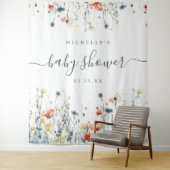 Levendige Wildflower Baby shower achtergrond Wandkleed (In situ)
