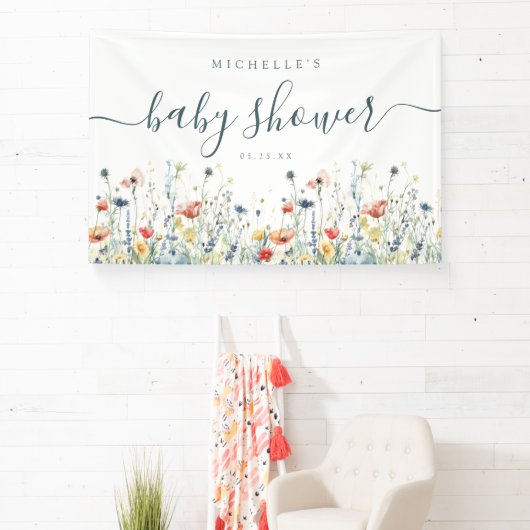 Levendige Wildflower Baby shower Banner (Insitu)
