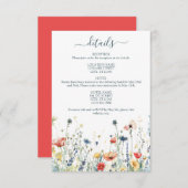 Levendige Wildflower bruiloft details Informatiekaartje (Voorkant / Achterkant)