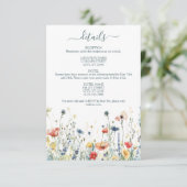 Levendige Wildflower bruiloft details Informatiekaartje (Staand voorkant)