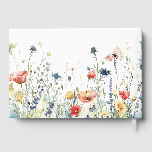 Levendige Wildflower bruiloft Gastenboek (Achterkant)