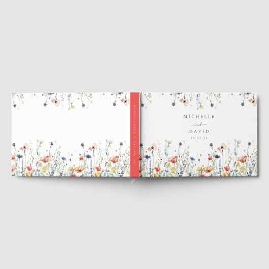 Levendige Wildflower bruiloft Gastenboek (Volledig)