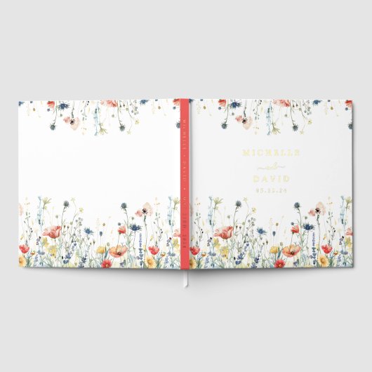 Levendige Wildflower bruiloft Gastenboek (Volledig)