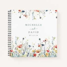 Levendige Wildflower bruiloft Gastenboek Notitieboek