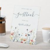 Levendige Wildflower bruiloft Gastenboek Reclamebord Met Voetstuk (Insitu)