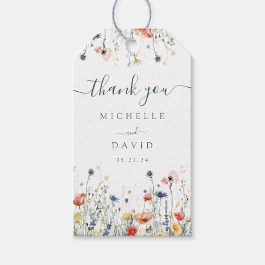 Levendige Wildflower bruiloft gunst dank u Cadeaulabel (Voorkant)