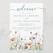 Levendige Wildflower bruiloft Programmakaart (Voorkant)