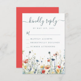 Levendige Wildflower bruiloft RSVP Kaartje