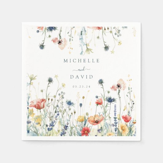 Levendige Wildflower bruiloft Servet (Voorkant)