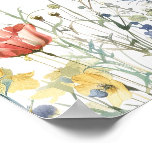 Levendige Wildflower bruiloft zitgrafiek Poster (Hoek)