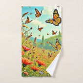 Levendige Wildflower Butterfly Joy Design Bad Handdoek (Handdoek)