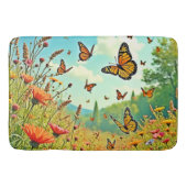 Levendige Wildflower Butterfly Joy Design Badmat (Voorkant)
