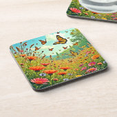 Levendige Wildflower Butterfly Joy Design Bier Onderzetter (Linkerzijde)