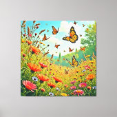 Levendige Wildflower Butterfly Joy Design Canvas Afdruk (Voorkant)