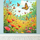 Levendige Wildflower Butterfly Joy Design Canvas Afdruk (Insitu (Houten vloer))