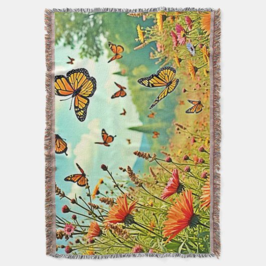 Levendige Wildflower Butterfly Joy Design Deken (Voorkant Verticaal)