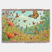 Levendige Wildflower Butterfly Joy Design Deken (Voorkant)