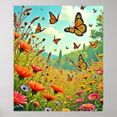 Levendige Wildflower Butterfly Joy Design Poster (Voorkant)
