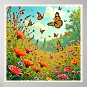 Levendige Wildflower Butterfly Joy Design Poster (Voorkant)