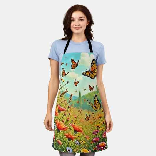 Levendige Wildflower Butterfly Joy Design Schort (Gedragen)