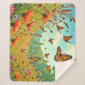 Levendige Wildflower Butterfly Joy Design Sherpa Deken (Voorkant)
