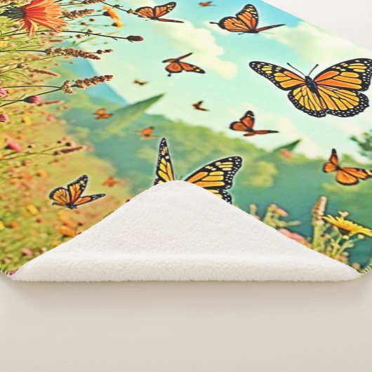 Levendige Wildflower Butterfly Joy Design Sherpa Deken (3/4)