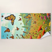 Levendige Wildflower Butterfly Joy Design Strandlaken (Voorkant)