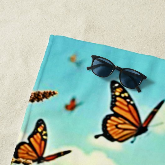 Levendige Wildflower Butterfly Joy Design Strandlaken (In situ)