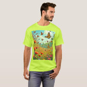Levendige Wildflower Butterfly Joy Design T-shirt (Voorkant volledig)
