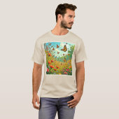 Levendige Wildflower Butterfly Joy Design T-shirt (Voorkant volledig)