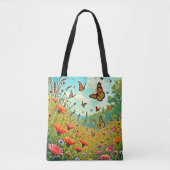 Levendige Wildflower Butterfly Joy Design Tote Bag (Voorkant)
