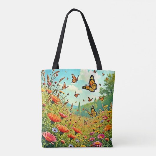 Levendige Wildflower Butterfly Joy Design Tote Bag (Achterkant)