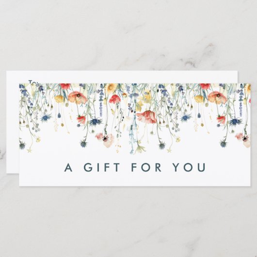Levendige Wildflower Cadeaubon (Voorkant / Achterkant)